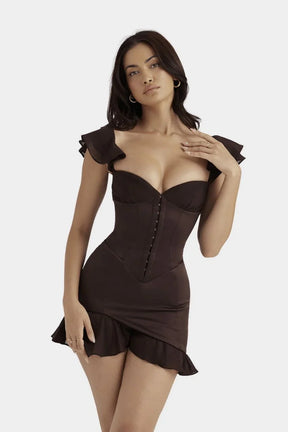 Vestido Chocolate Elena – Sofisticação com caimento perfeito