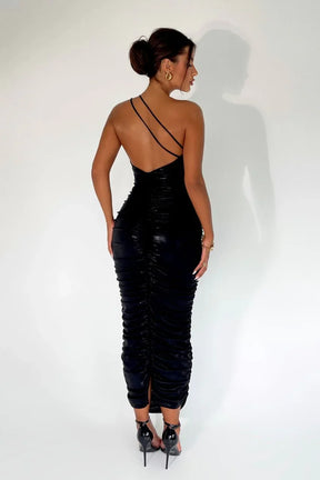 Vestido Metálico Preto Giorgia – Elegância e conforto para o dia a dia