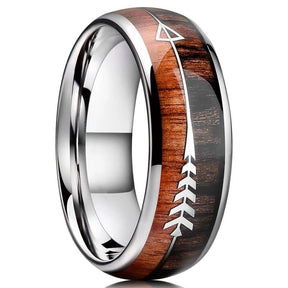 Anel Masculino Estiloso de Madeira e Tungstênio Flecha - Sundian