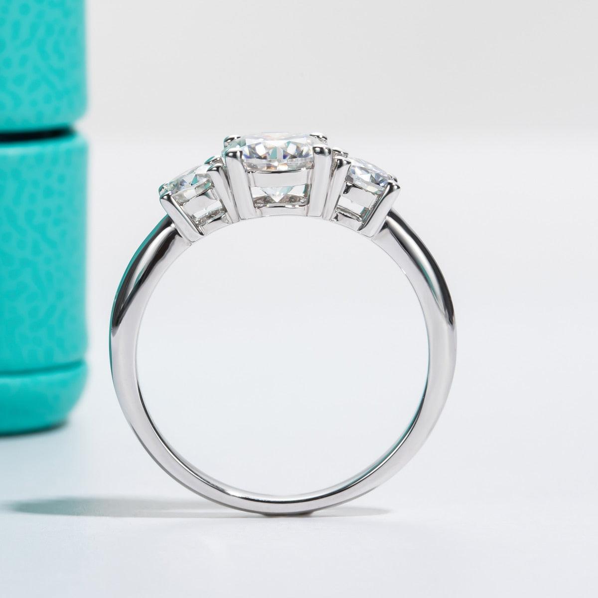 Anel de Noivado Triplo Brilho Moissanite - Sundian