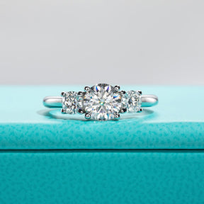 Anel de Noivado Triplo Brilho Moissanite - Sundian