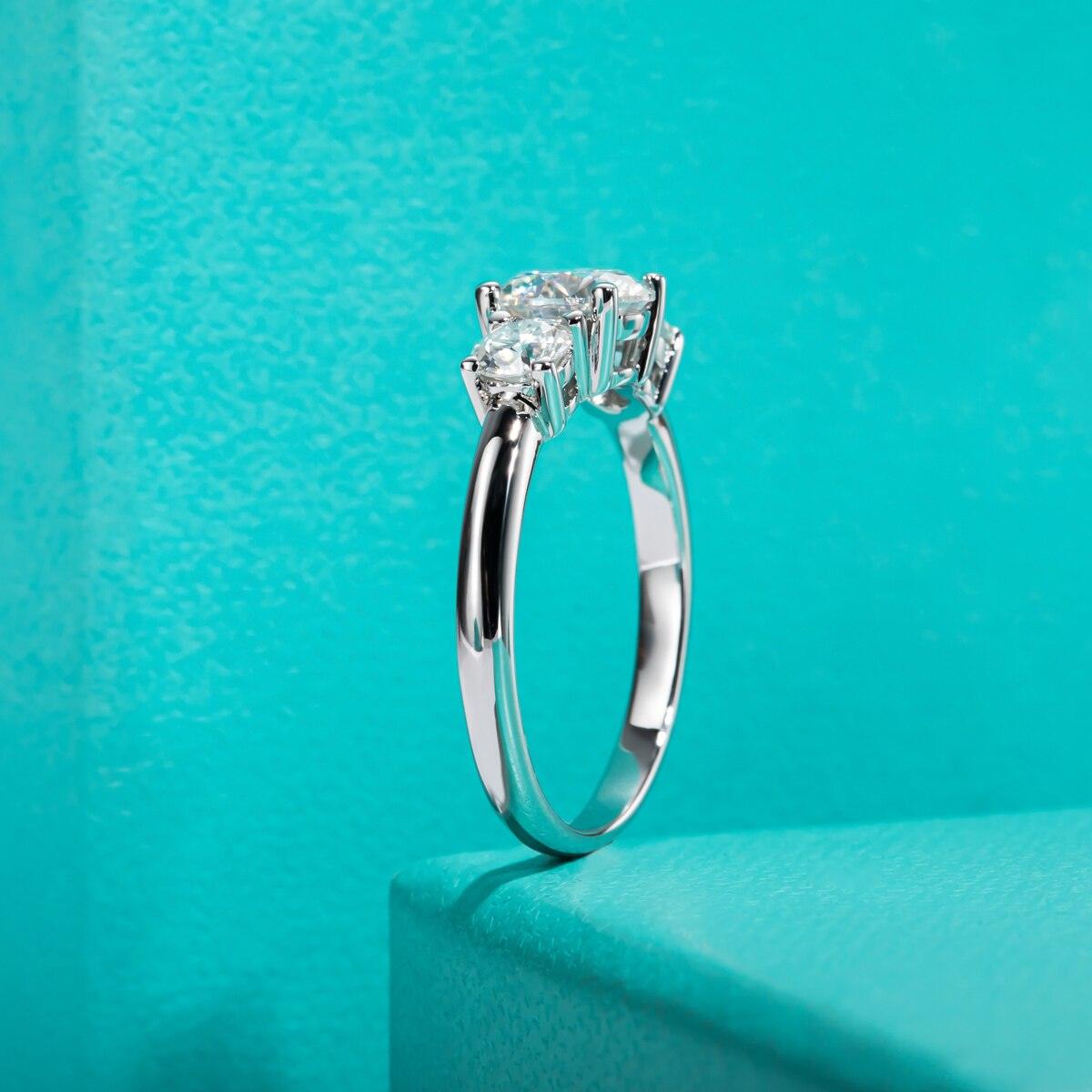 Anel de Noivado Triplo Brilho Moissanite - Sundian