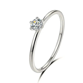 Anel Solitário Moissanite Minimalista Prata - Sundian