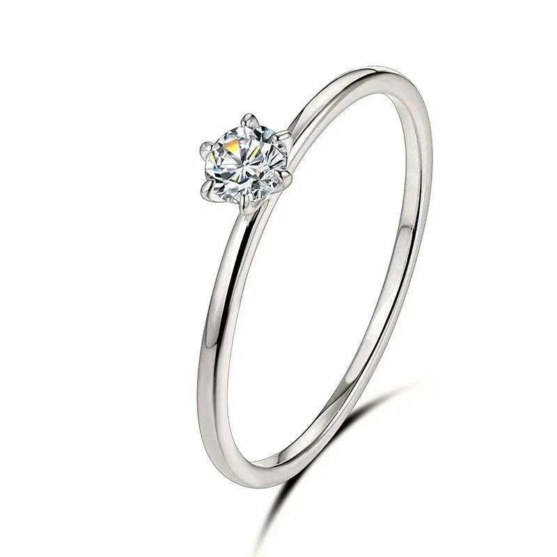 Anel Solitário Moissanite Minimalista Prata - Sundian