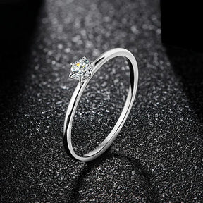 Anel Solitário Moissanite Minimalista Prata - Sundian