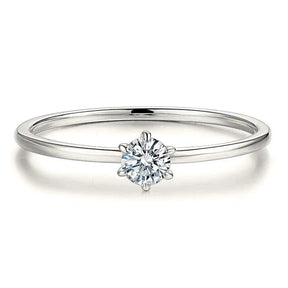 Anel Solitário Moissanite Minimalista Prata - Sundian