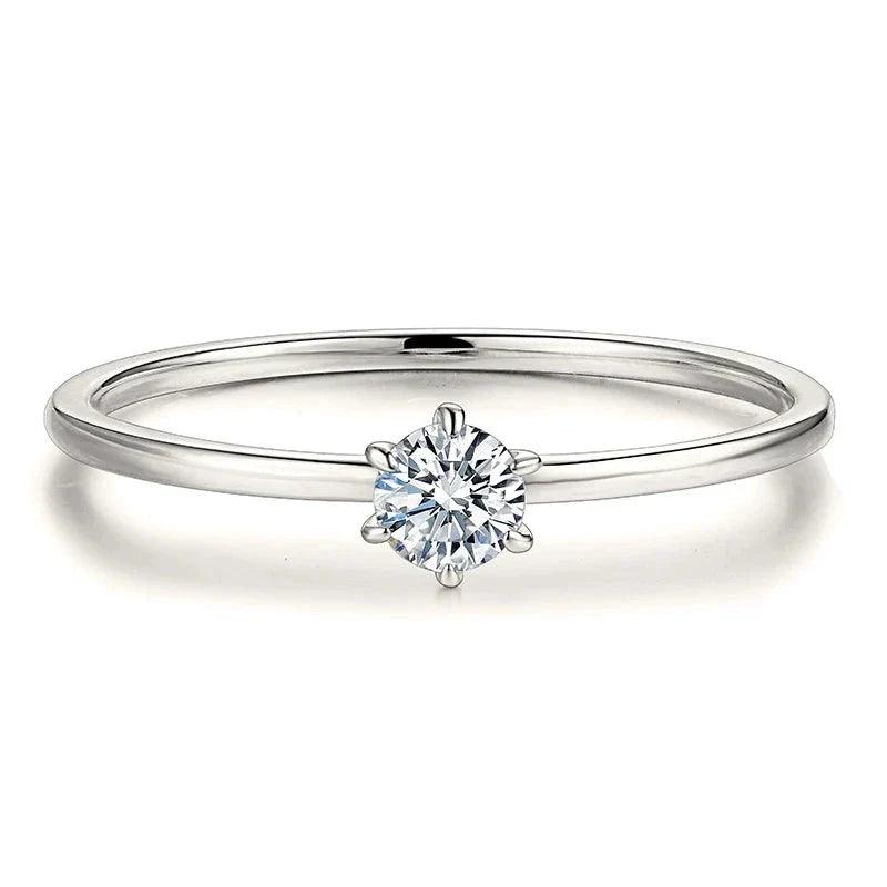 Anel Solitário Moissanite Minimalista Prata - Sundian