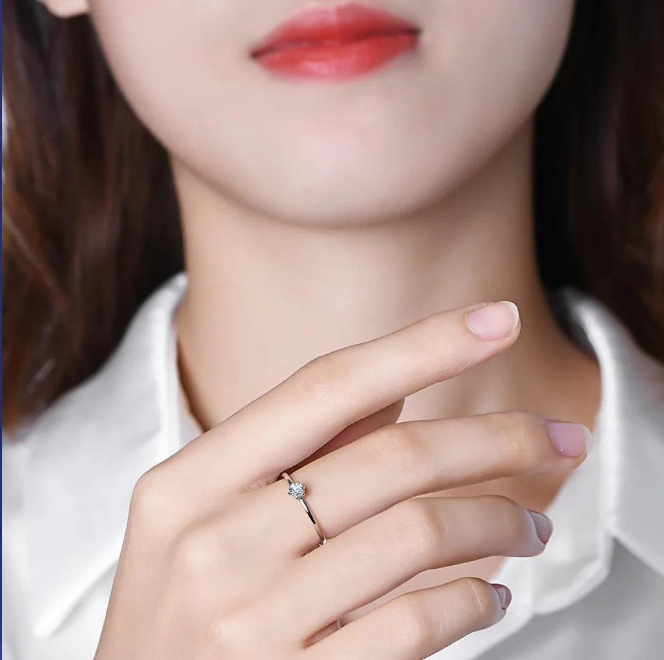 Anel Solitário Moissanite Minimalista Prata - Sundian