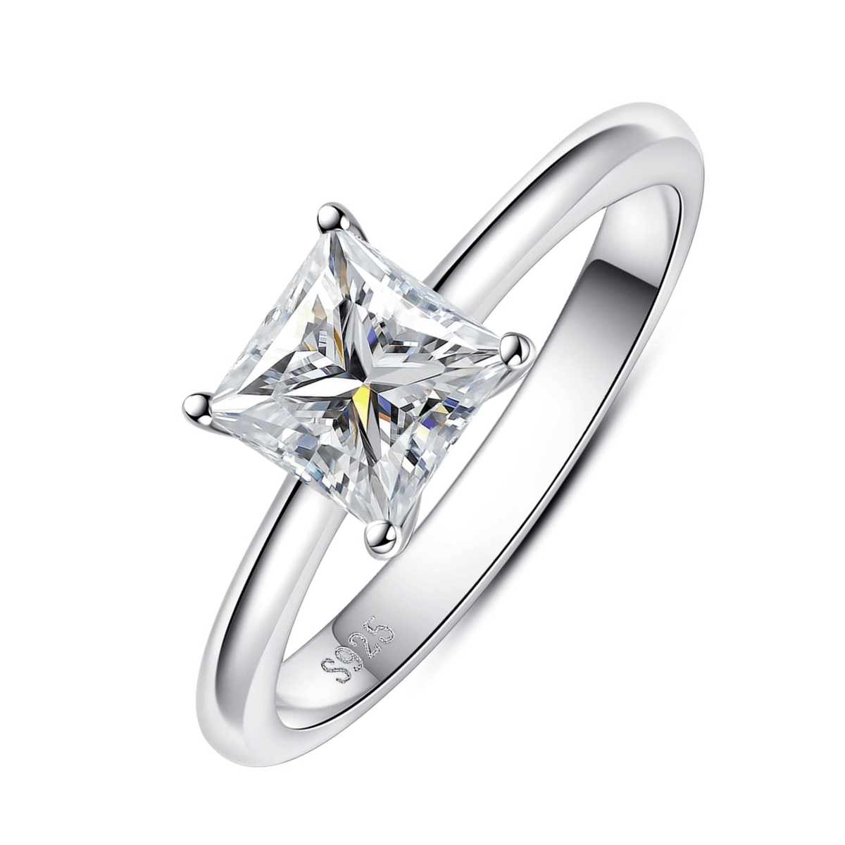 Anel Solitário Moissanite Quadrada Princesa - Sundian
