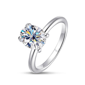 Anel Solitário Oval Moissanite Prata - Sundian