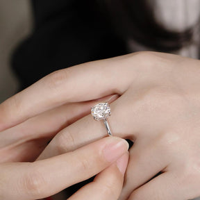 Anel Solitário Oval Moissanite Prata - Sundian