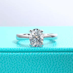 Anel Solitário Oval Moissanite Prata - Sundian