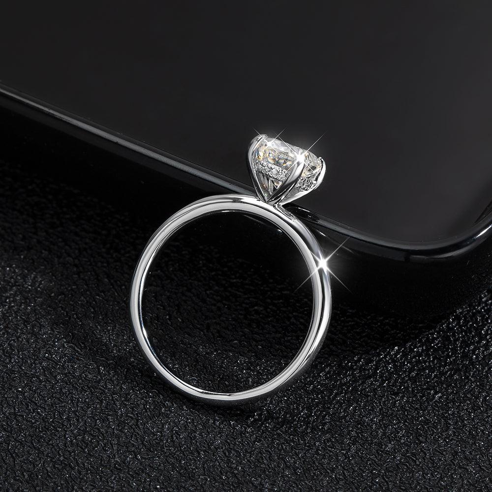 Anel Solitário Oval Moissanite Prata - Sundian