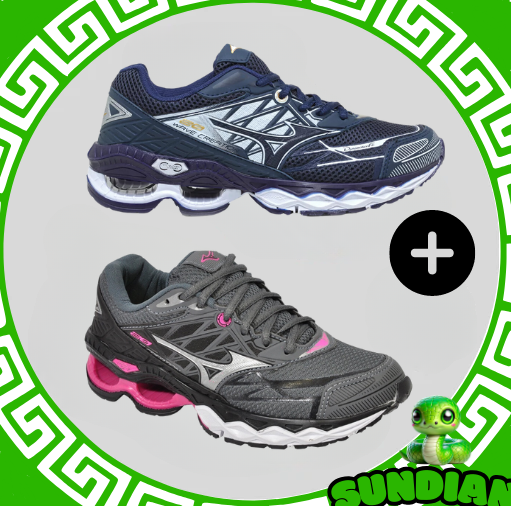 Compre 1 leve 2 Tênis Mizuno Wave 20 Pro Masc + Fem