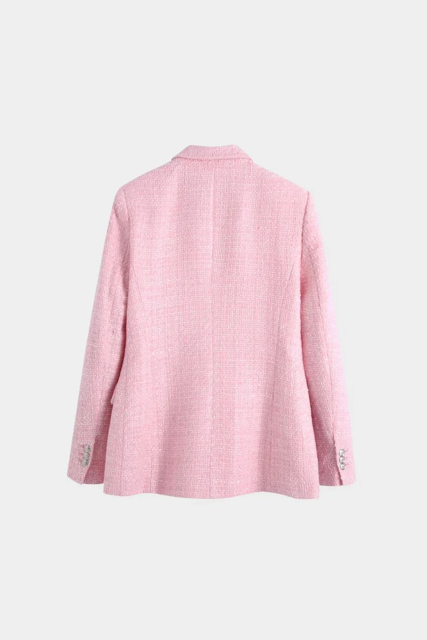 Blazer Tweed Botão Duplo Rosa – Versátil, leve e muito estiloso - Sundian