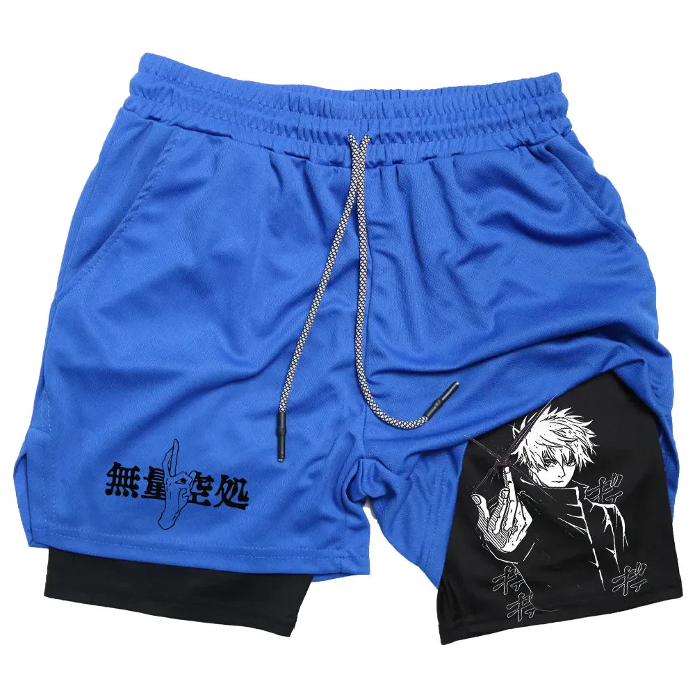 2-in-1 Compression Shorts - Blue - Sundian 