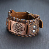 Bracelete de Couro Viking - Vegvísir