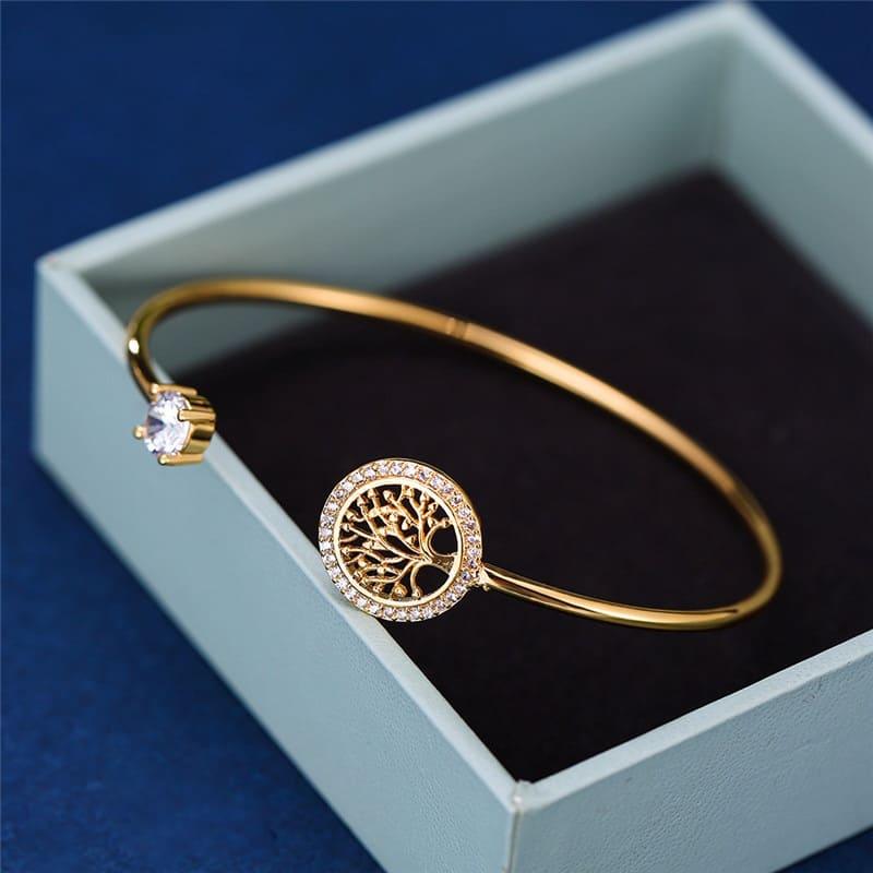 Bracelete Pulseira Árvore da Vida de Zircônia