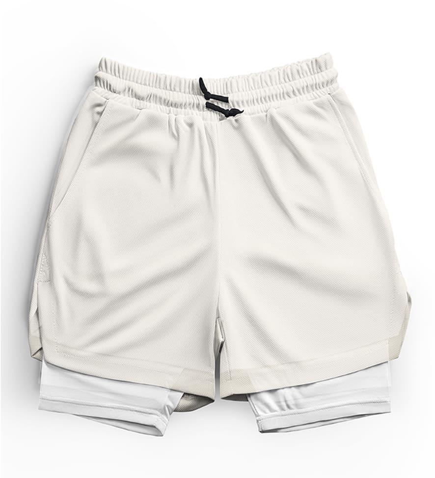 Shorts Compressão 2 em 1 - BRANCO BÁSICO - Frete Grátis + Brinde - Sundian