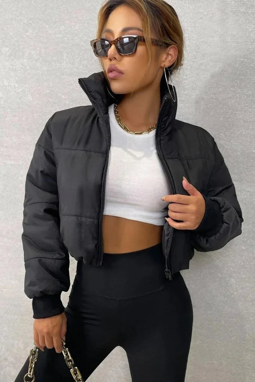 Casaco Puffer Feminino Inverno com Zíper – Toque suave e visual encantador
