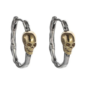 Par de pendientes de calavera vintage en plata 925