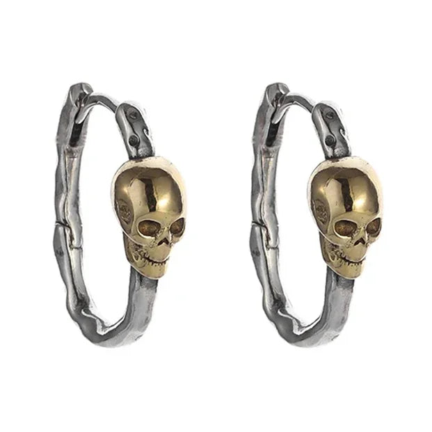 Par de pendientes de calavera vintage en plata 925