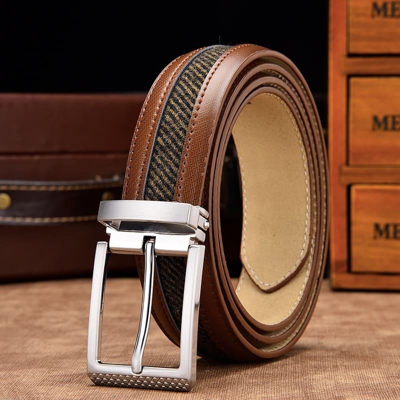 Cinturón triple de cuero para hombre 