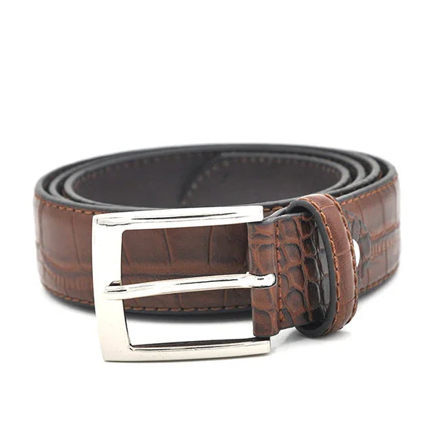 Cinturón de piel de cocodrilo para hombre