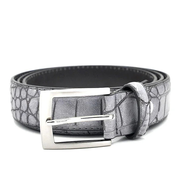 Cinturón de piel de cocodrilo para hombre