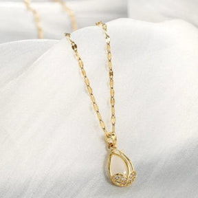 Colar de Pedra Opala Banhado a Ouro 18K