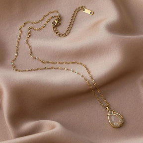 Colar de Pedra Opala Banhado a Ouro 18K