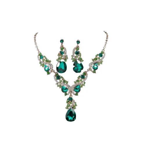 Conjunto de collar y pendientes de cristal de lujo