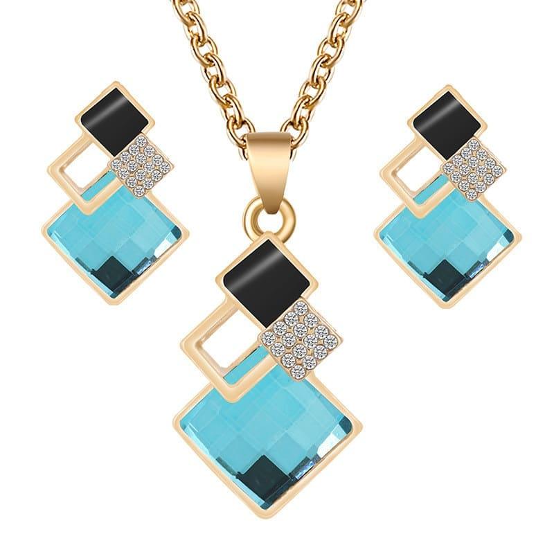 Conjunto de collar y pendientes geométricos de lujo