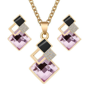 Conjunto de collar y pendientes geométricos de lujo