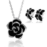 Conjunto de collar y pendientes - Rosa Negra