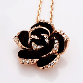 Conjunto de collar y pendientes - Rosa Negra