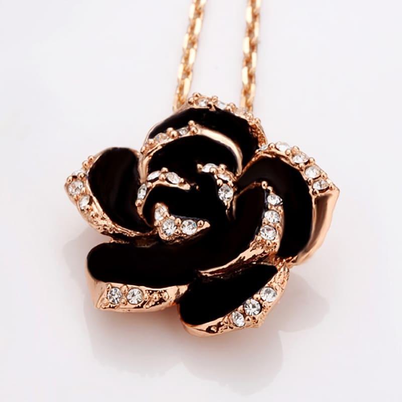 Conjunto de collar y pendientes - Rosa Negra