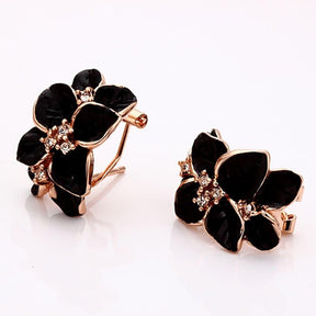 Conjunto de collar y pendientes - Rosa Negra