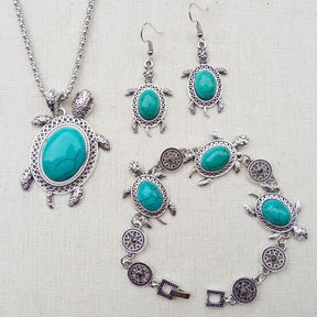Turtle Jewelry Set - Necklace, Bracelet and Earrings