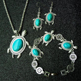 Turtle Jewelry Set - Necklace, Bracelet and Earrings