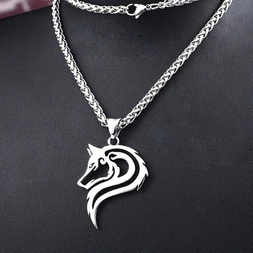 Steel Wolf Chain and Pendant - Lone Wolf