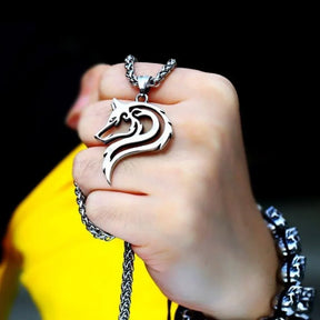 Steel Wolf Chain and Pendant - Lone Wolf