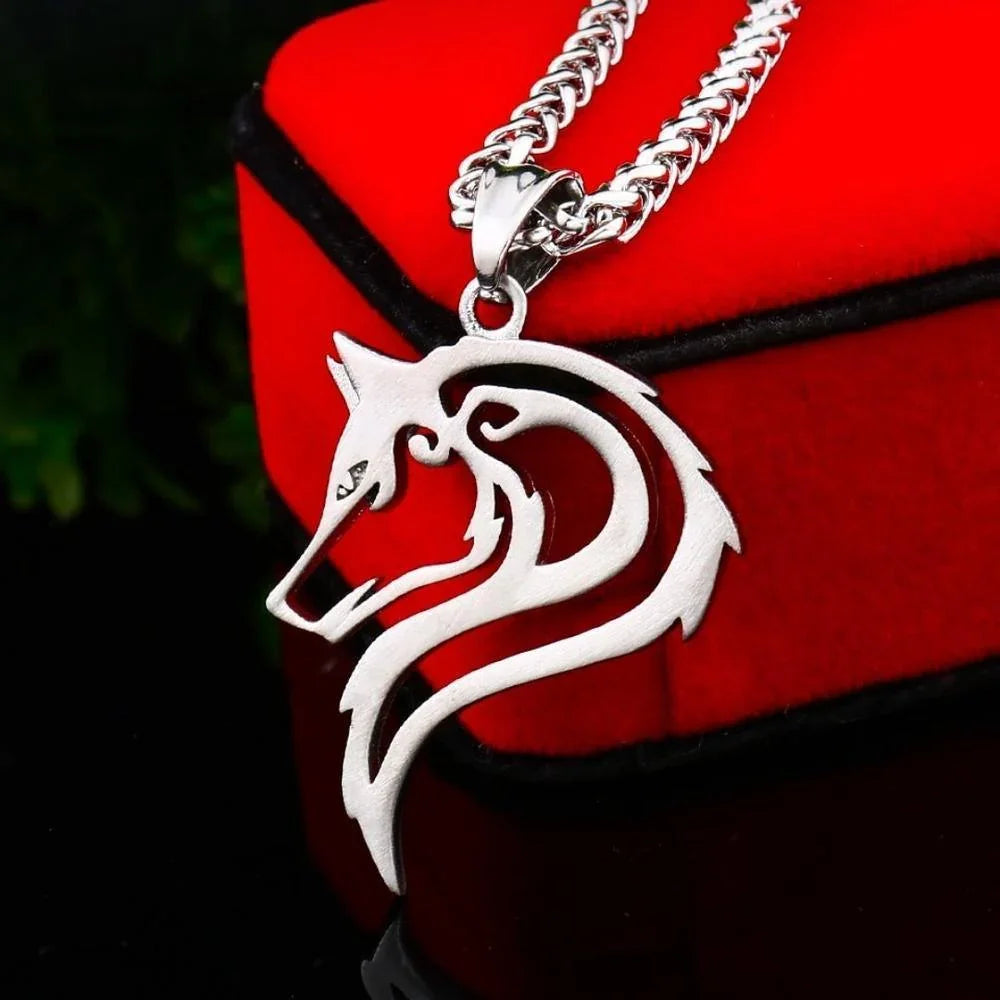 Steel Wolf Chain and Pendant - Lone Wolf