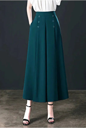 Calça de Seda Longa com Cós Alto Moda Verão 2023