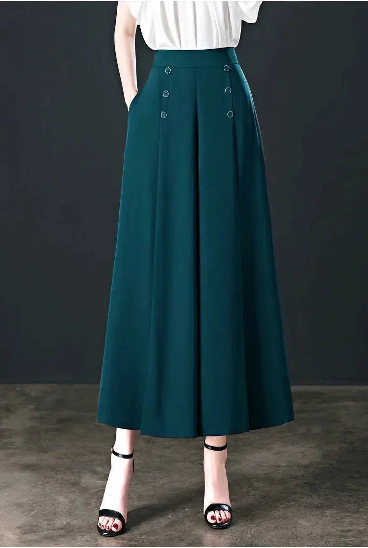 Calça de Seda Longa com Cós Alto Moda Verão 2023
