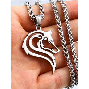 Steel Wolf Chain and Pendant - Lone Wolf