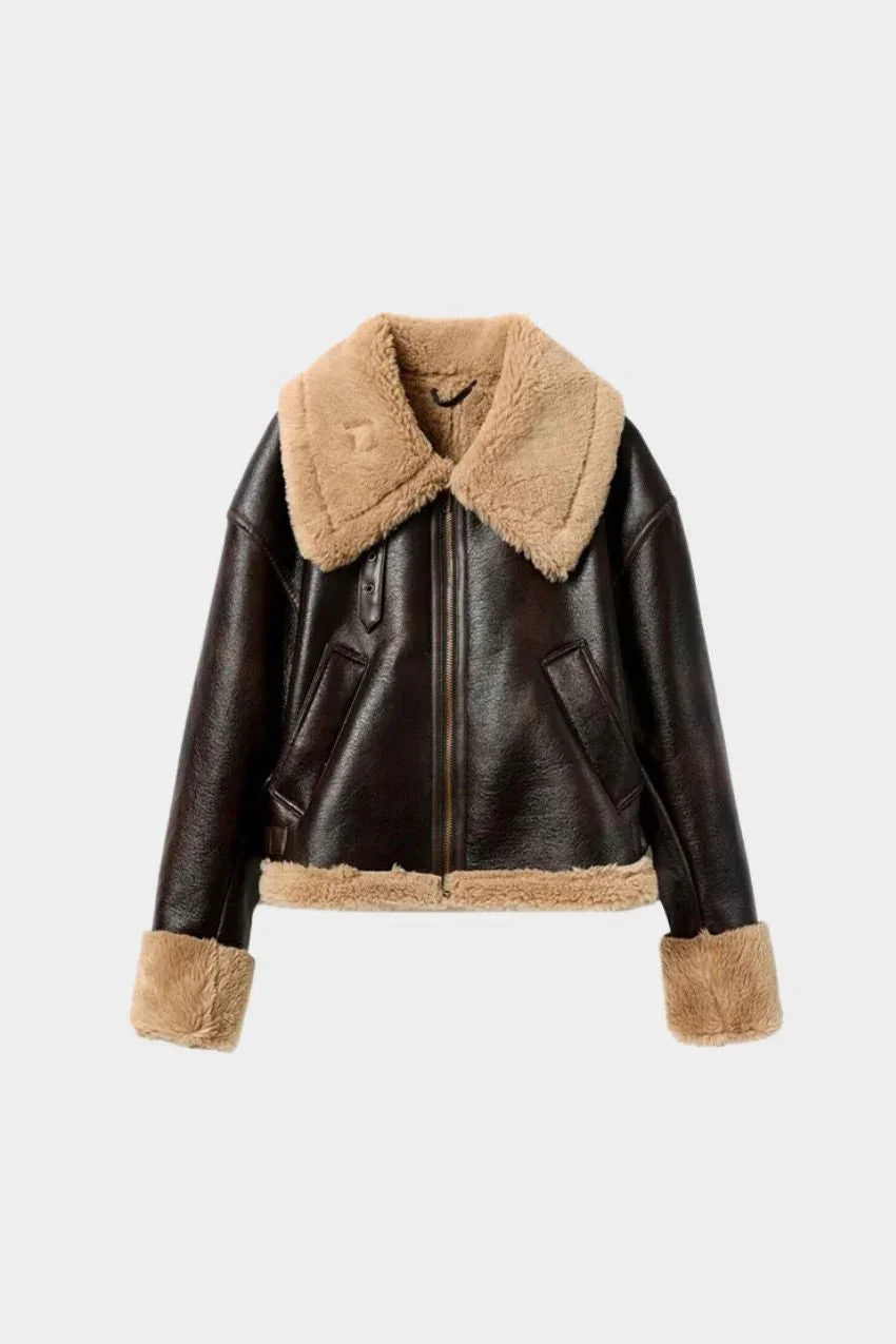 Casaco Feminino de Pele Vintage – Elegância e conforto para o dia a dia
