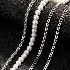 Pearl and Silver Necklace Kit - 4 Pieces