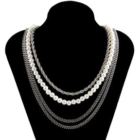 Pearl and Silver Necklace Kit - 4 Pieces