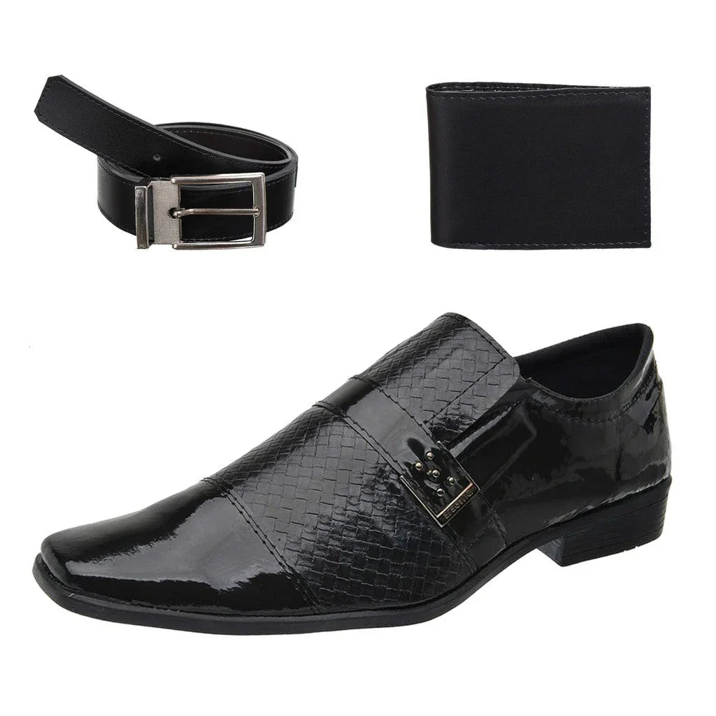 Kit Sapato Social Masculino + Cinto + Carteira Estilo e Conforto - Frete Grátis - Envio Imediato - Brinde